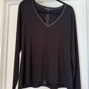 White House Black Market Black Long Sleeve V-Neck Top